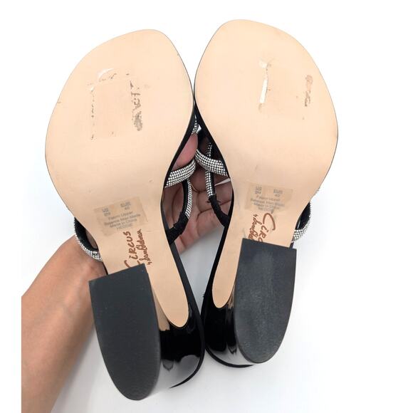 Circus NY Heddie Rhinestone Strap Heeled Sandals Women's Black Size US9M EU40 - Picture 8 of 10